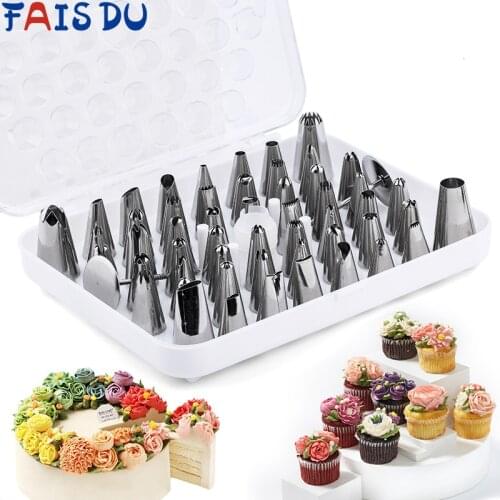 52pcs/set Cake Decorating Tips Set With Storage Box Piping Nozzles Pastry Nozzles Baking Accessories Cake Decoration Tools