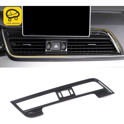 CARMANGO Car Accessories Center Air Vent Outlet Cover Trim Frame Sticker ABS Carbon Interior Decoration for Audi Q5 FY 2017-2020