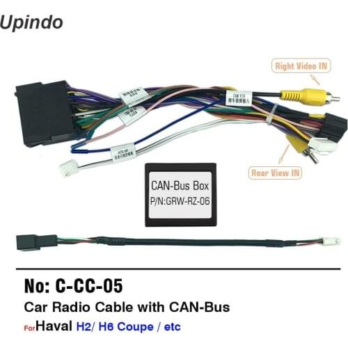 Car Radio Android Head Unit Cable with CAN Bus to UART Box Adapter Wiring Harness Power Connector Socket for Haval H2 H6 Coupe
