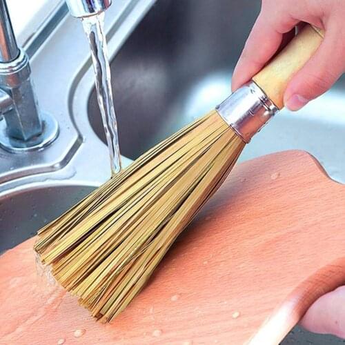 Bamboo Pan Brushes Long Handle Wok Cleaning Brush Dish Brushes Brushes Kitchen Cleaning Kichen Restaurant For Home Tool E9Q4