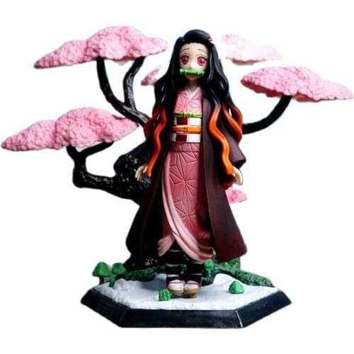19CM New Kimetsu no Yaiba Nezuko Tanjirou Figure Kochou Shinobu And Kamado Nezuko Action Figure Anime Demon Slayer Figurine Toys