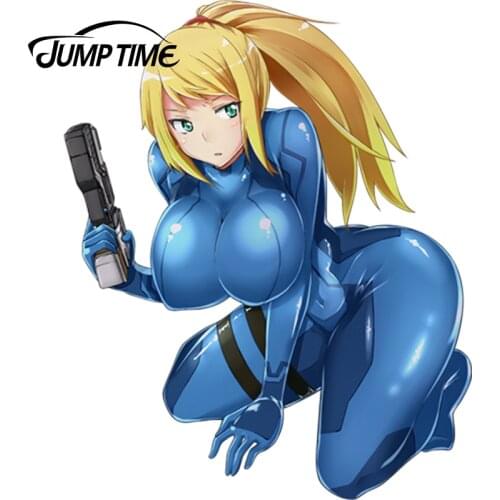 JumpTime 13cm x 10.6cm 3D Sexy Girl Anime Metroid Samus Aran Vinyl Wrap Sexy Beauty Car Decal Stickers Racing Waterproof