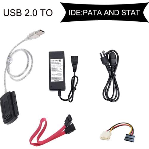 New SATA PATA IDE Drive to USB 2.0 Adapter Converter Cable for Hard Drive Disk HDD 2.5" 3.5" with External AC Power Adapter