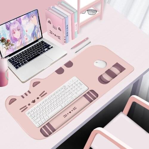 Cute Cat Mouse Pad Table Pad Wrist Thickened Computer Keyboard Pink Girl Office Wrist Non-slip Table Mat Office Supplies