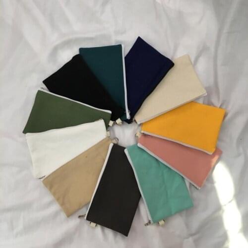 Colorful blank canvas zipper Pencil cases cotton cosmetic Bags makeup bags Mobile phone clutch bag LX8398