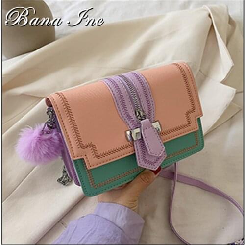 Fashion Shoulder Bag 2021 Summer New Messenger Bag Ladies Solid Color PU Small Square Bag Chain Bag Mobile Phone Bag Small Bag