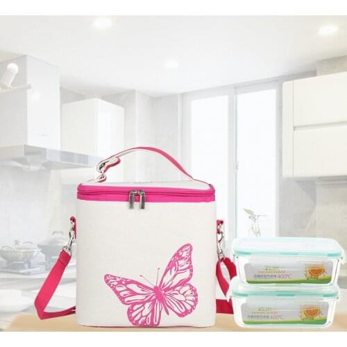 Fashion Barrel Shaped Aluminum Fresh-keeping Heat Preservation Storage Bags Home Supplies Small Kitchen Handbag With Shoulder