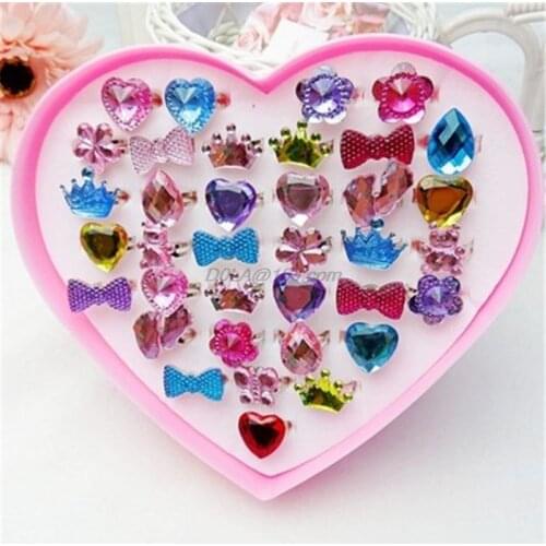 1 BOX Fancy Adjustable Gem Rings Princess Favors Kids Girls Gifts Action Figure Toy