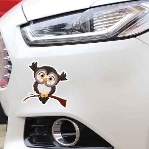 Cartoon Car Sticker Cute Owl on A Tree Branch High Quality PVC Decal for Ford Focus 2 Passat Peugeot Kia,13cm*13cm