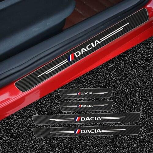 Mutips 4pcs Carbon Fiber Car Door Sill Protection Sticker Trim Cover Accessories Exterior Automobile For Renault Decia Duster