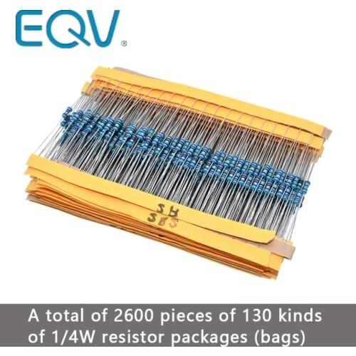 1ohm-3M ohm Metal Film Resistor set 1/4W 1% electronic resistors assortment kit 130 Values*20pcs resistance pack DIY lovers