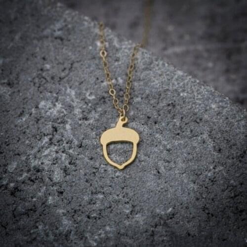 Tiny Acorn Oak Necklace Minimal Simple Cartoon Nature Forest Pine Cone charm Necklace hollow Squirrel Pinecone Necklace jewelry