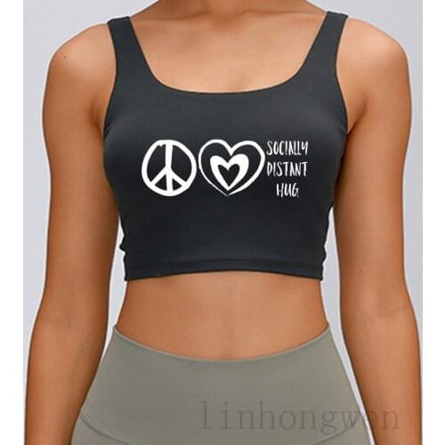 Peace Love Socially Distant Hug Tank Top Interesting Formal Spring Ladies S-XXL Women Customize Tops Tees Vest