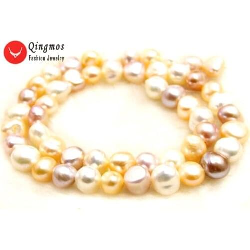 Qingmos 8-9mm Multicolor Baroque Natural Freshwater Pearl Loose Beads for Jewelry Making Necklace Bracelet DIY 742 Free Shipping