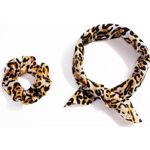 New Scarf Solid color Hair Scrunchies Girls/Women Snake Skin Printed Chiffon Leopard Print Hair tie Ponytail Hair Accessories
