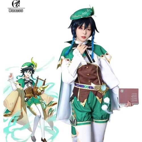 ROLECOS Game Genshin Impact Venti Cosplay Costume Genshin Impact Cosplay Costume Venti Outfit Halloween Cosplay Uniform Full Set
