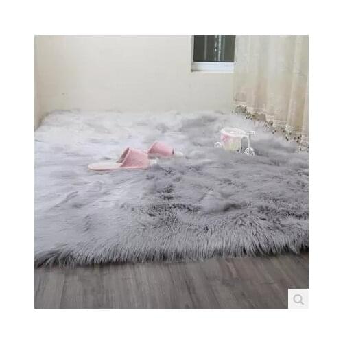 Luxury Rectangle Sheepskin Hairy Carpet Faux Mat Seat Pad Fur Plain Fluffy Soft Area Rug Home Decor