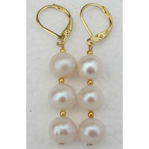 Hand made 8-9mm white pink black gray color freshwater pearl drop earrings fashion jewelry