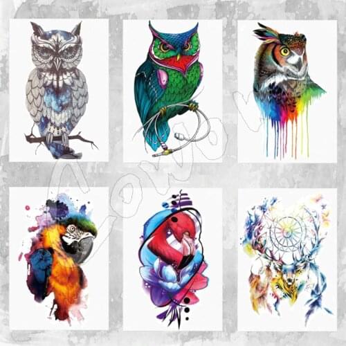 Blue OWL SO COOL NEW ARRIVAL 21 X 15 CM Temporary Tattoo Stickers Temporary#89