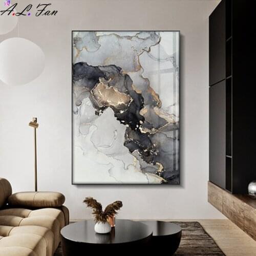 Nordic golden gray fluid marble art abstract texture Luxury abstract fluid art painting for modern home living room decor