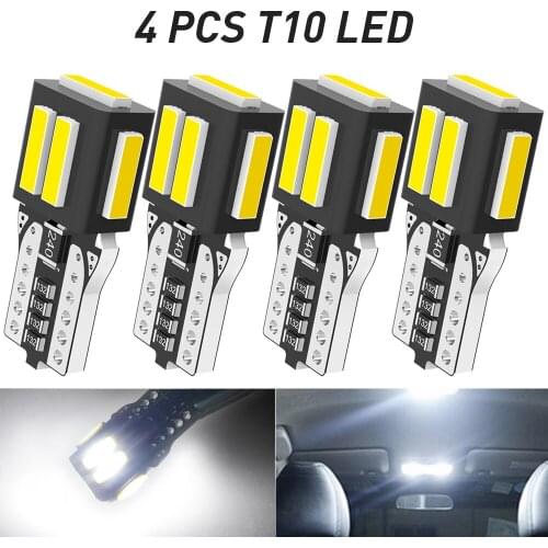4X CANBUS T10 W5W Led Lights Bulbs 7SMD 7020 Chips 194 168 led Car Side Marker Parking Lights License Plate Lamp 6500K White 12V