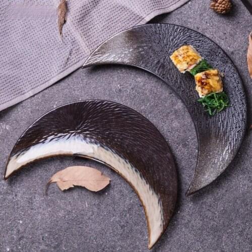 Moon shape Stars Ceramic Bone China Breakfast Dish Tableware Home Decoration Handmade Ceramica Plate Pastry Fruit Cake
