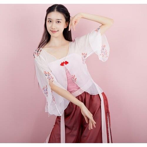 Classical Dance Tops For Women Lyrical Dance Costume Chinese Folk Dance Wear Fairy Performance Costume Dancer Outfit JL2245