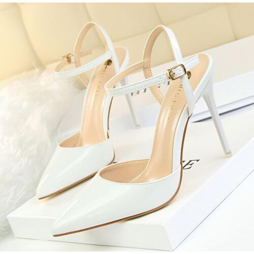 Fashion Pumps Women 10cm High Heel Shoes for Party Club Stiletto Super High Heeled Patent Leather Pointed Toe Sandals Woman