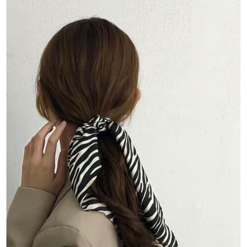 Women Fashion Retro Striped Streamer Sweet Hair Rope Hairband Ring Rope Scarf Hair Rings Headwear Hair Accessories