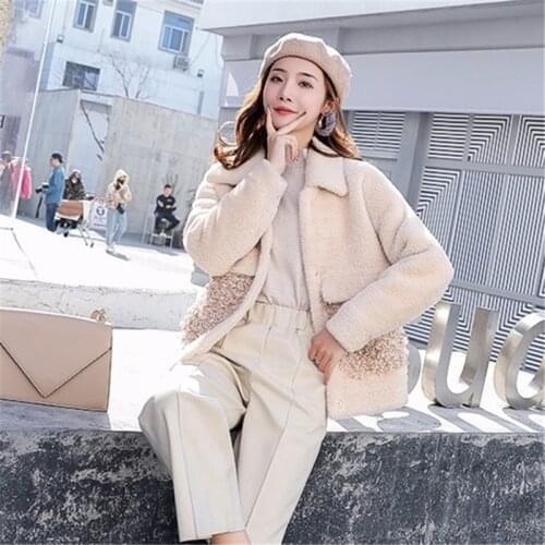 Imitation Mink Velvet Woolen Jacket Womens 2021Female Winter Cardigan Coat Short Plush Coat Female Autumn Large Size Outerwear