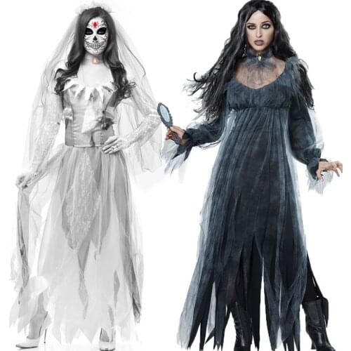 Women Cosplay Halloween Costume Horror Ghost Dead Corpse Zombie Bride Dress
