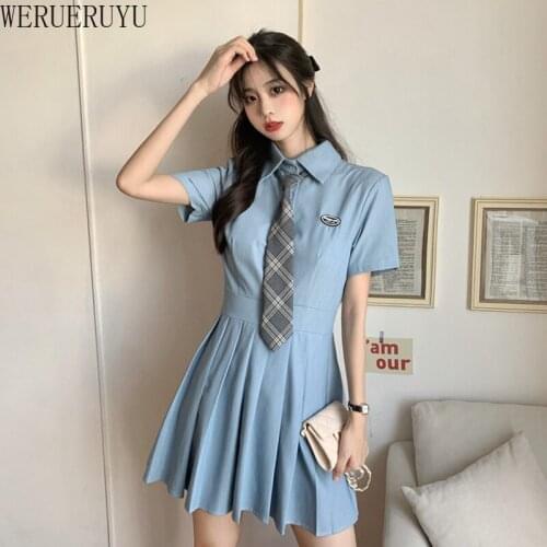 WERUERUYU Dress Women Japan Style Fashion Ruffles Black Chic Ladies Dresses Party Empire College Leisure Vintage Womens