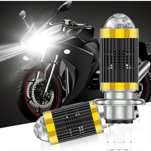 1 PCS motorcycle headlight H4 BA20D LED 12V 4800lm lens high Hi Lo light DC12V 6000K white light yellow light motorcycle light