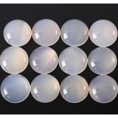 16MM 12MM Round Cabochon CAB Natural Stone White Onyx No Drilled Hole Bead for Women Men DIY Jewelry Making Ring 10Pcs K918