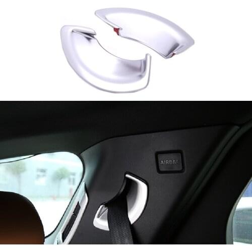 Wooeight 2Pcs ABS Silver Rear Seat Safety Belt Buckle Cover Trim Sticker For Land Rover Discovery Sport 2015 2016 2017 2018 2019