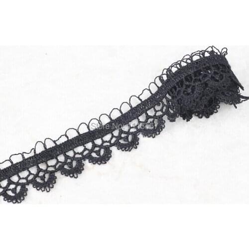 26y Craft Black Flower Fabric Venise Lace Trim Embroidery Lace Ribbon Trim Costume Applique Sew on Trim 18mm T550