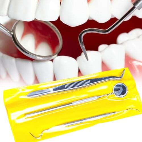 3Pcs/Set New Hygiene Picks Scaler Mirror Oral Care Explorer Probe Stainless Steel Dental Dentist Teeth Clean Tool Set Kit