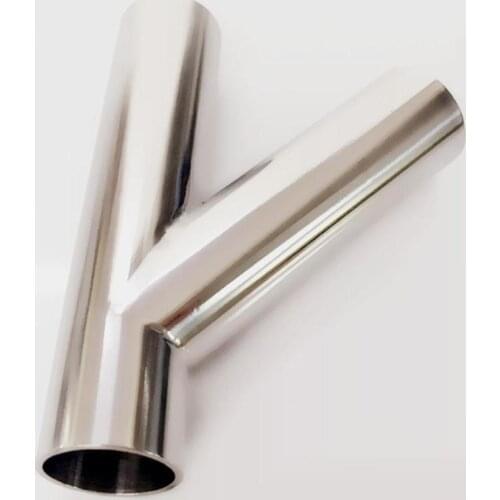 45mm 1.75" Pipe OD Butt Welding Oblique Y-Shaped 3 Way SUS 304 Stainless Sanitary Fitting Spliter Homebrew Beer Wine