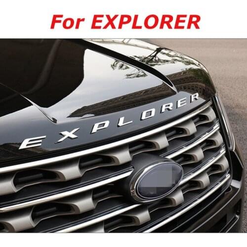 5pcs CAR CHROME BONNET EMBLEM 3D LOGO ALPHABET STICKER FOR FORD EXPLORER 2010- 2018 ACCESSORIES STYLING CAR ACCESSORIES Sticker