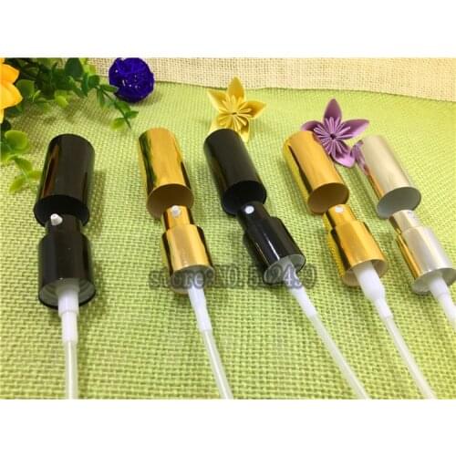 5pcs/lot 18/410 Essential Oil Bottles Black/gold/silver atomized aluminum spray nozzle emulsion pump lotion pump press bottle