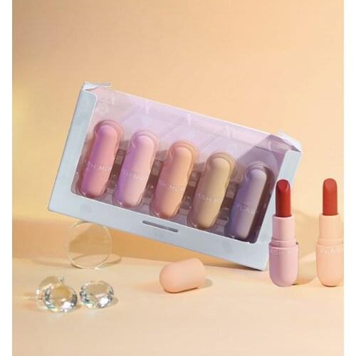 5Pcs Szminki Pomadki Do Ust Rossetti Batons Tinta Para Labios Pintalabios Ruj Seti Balsamo Labial Hidratante Make Up Set Tools