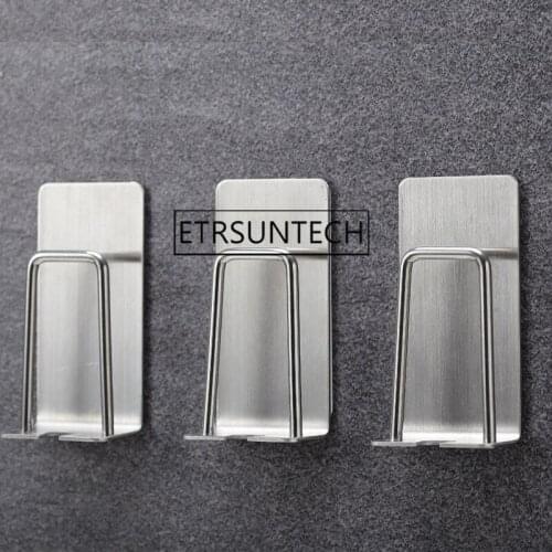 50pcs Stainless Steel Rustproof Toothbrush Holder Toothpaste Holder Wall Mounted Self-adhesive Storage Rack Hanger