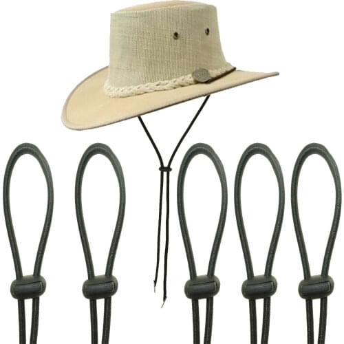 5x Hat Chin Cord, Flexible Removable Chin Strap & Spring Loaded Stop Cord Lock