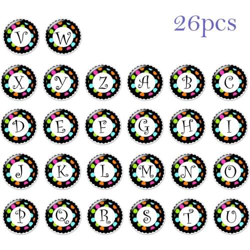 Alphabet 10pcs mixed 12mm/18mm/20mm/25mm Round photo glass cabochon demo flat back Making findings Z1028