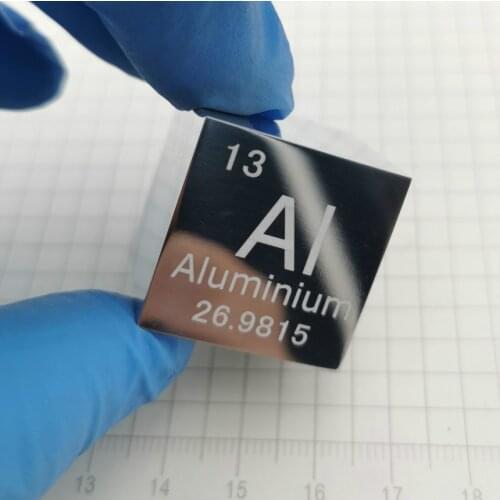Aluminium metal in the periodic table- Cube Side length is one inch (25.4mm) and weight is about 44.3g 99.99