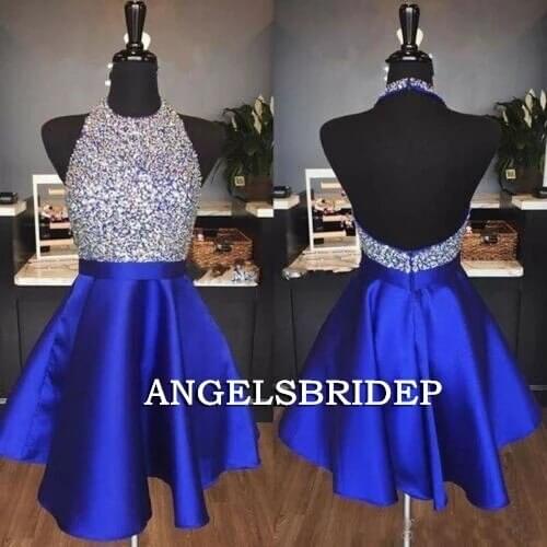 ANGELSBRIDEP High Neck Short Homecoming Dresses Junior Vestidos De Festa Formal Sparkly Beaded Graduation Formal Party Gowns