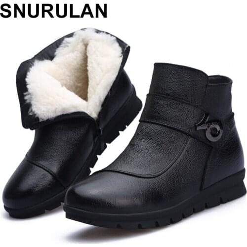 SNURULAN 2019 womens winter boots made of thick wool; warm winter ankle boots; womens shoes with flat soles; waterproof shoes