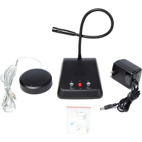 E370 Back Menu Button Window Microphone with Speaker Dual Channel Intercom Bank Ticket Station