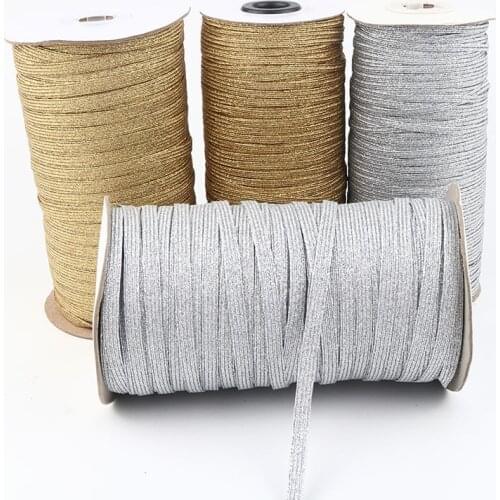 5Yards Gold Silver High-Elastic Sewing Elastic Ribbon 3mm 6mm 9mm Elastic Band Spandex Trim Sewing Garment Accessories Lace Trim
