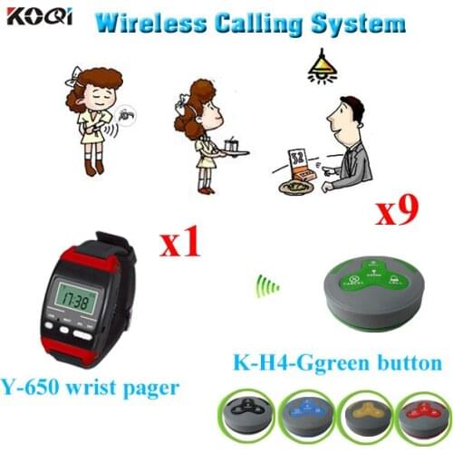Electronic Ring Bell Wireless System Black Watch Buzzer Y-650 With 9pcs Caller Transmitter K-H4